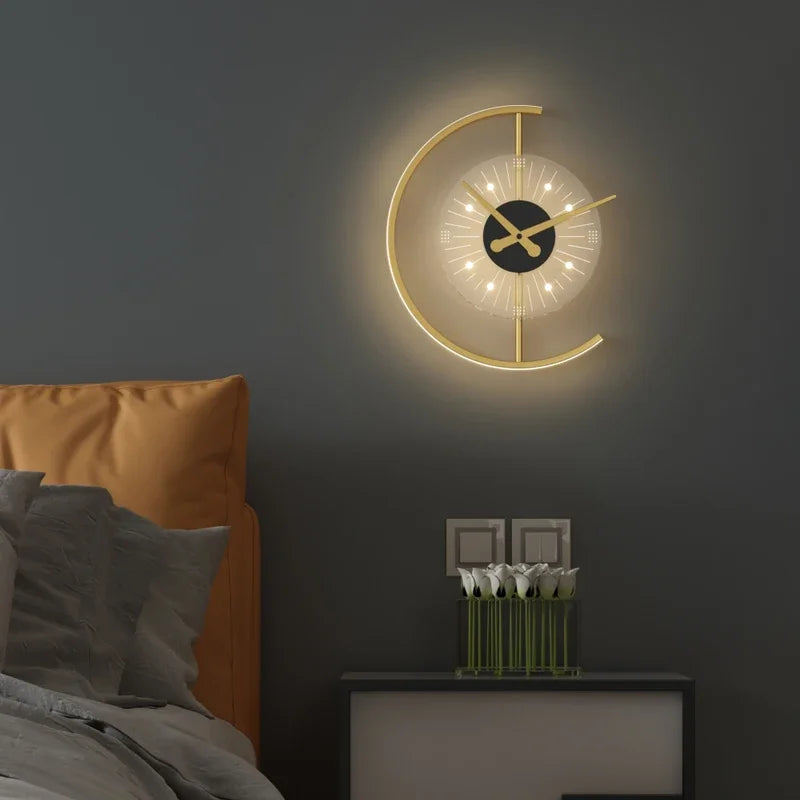 Nordic Wall Lamp Clock Axyaa Silent Bedroom Living Room Decor