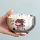 Axyaa Kids' Cartoon Stainless Steel Rice Bowl and Soup Bowl Set