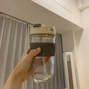 Axyaa Glass Water Bottle with Lid & Straw - Portable & Anti-scalding Cup