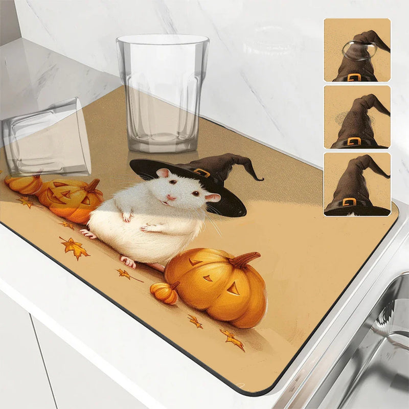 Axyaa Halloween Mouse Kitchen Drying Mat