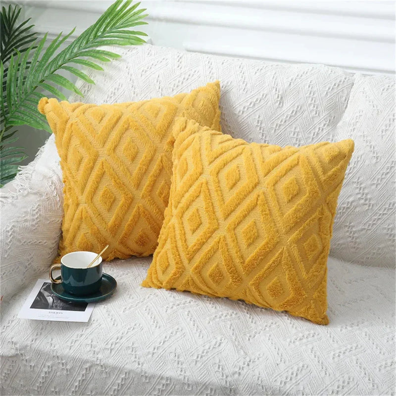 Axyaa Soft Velvet Throw Pillow Cover 40x40cm Solid Decor Square Cushion Case