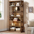 Axyaa 6-Tier Freestanding Wood Bookcase, 75-Inch Tall Large Display Shelves