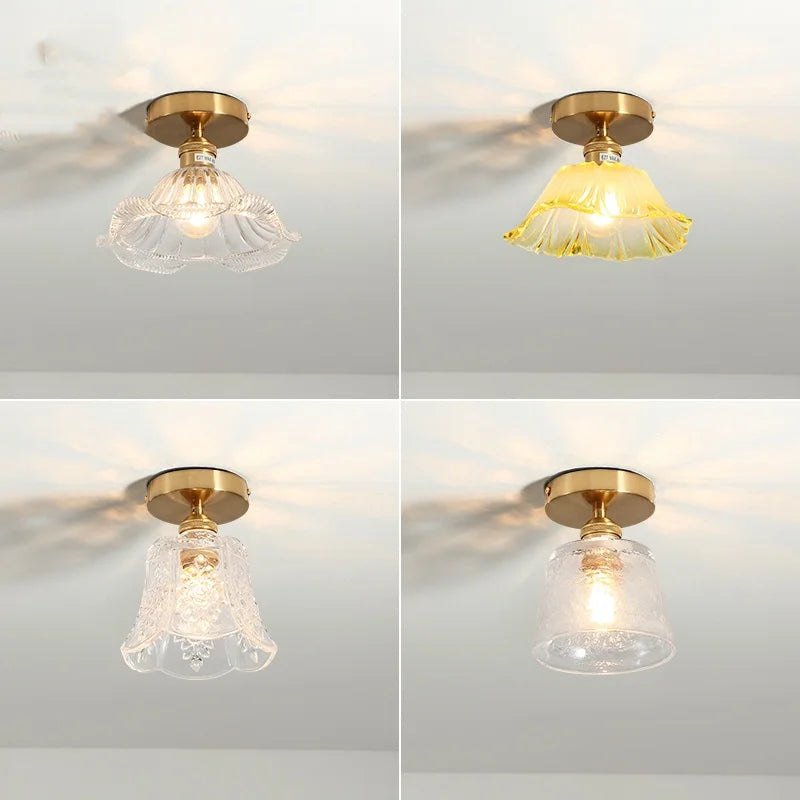 Axyaa Copper Glass LED Ceiling Light for Home Decor - Nordic Style Fixtures