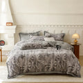 Axyaa Winter Zebra Flower Velvet Bedding Set 5D Print Quilt Cover Pillowcase