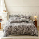Axyaa Winter Zebra Flower Velvet Bedding Set 5D Print Quilt Cover Pillowcase
