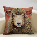 Axyaa Cattle and Sheep Cushion Cover for Home Decor - 45x45cm Linen Pillow