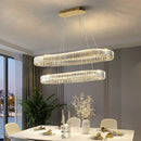 Axyaa Modern Crystal LED Chandelier - Luxury Pendant Ceiling Light for Dining Room & Kitchen Decor