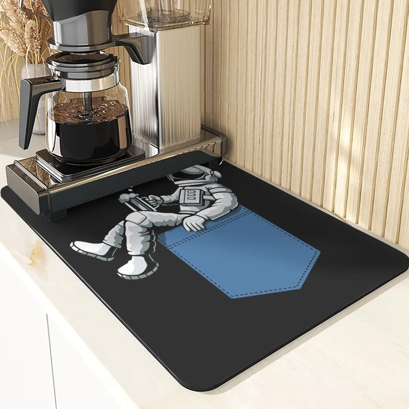 Axyaa Astronaut Silicone Dish Mat - Space Style Diatomaceous Earth Kitchen Accessory