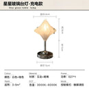Axyaa Vintage Star Table Lamp with USB Charging - Artistic Glass Shade Bedside Light