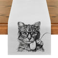 Axyaa Cat Glasses Mouse Pencil Drawing Table Runner