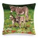 Axyaa Donkey Print Cushion Cover 45x45cm Cute Animals Linen Pillowcase for Home Decor