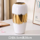 Axyaa Ceramic Geometric Vase Golden Pattern Jar Home Decor Ornament