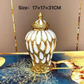 Axyaa Ceramic Light Luxury Electroplated European Style Flower Vase Crafts Storage Tanks