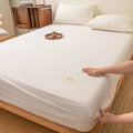 Axyaa Waterproof Washed Cotton Fitted Sheet Set