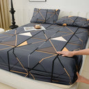 Axyaa Cotton Brushed Print Fitted Sheet Set with Two Pillowcases