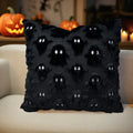 Axyaa Halloween Plush Pillowcase: Cartoon Embroidered Black and White Decorative Cushion Cover