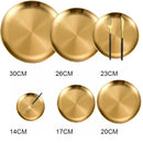 Axyaa Stainless Steel Round Shallow Tray Plate Set for Camping BBQ Picnics
