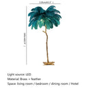 Axyaa Nordic Feather Floor Lamp - Modern Brass LED Light for Home Decor