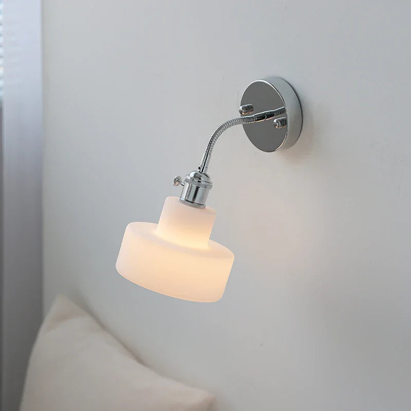 Axyaa Nordic LED Wall Sconce with Flexible Switch - White Glass Lampshade