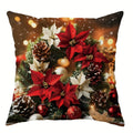 Axyaa Christmas Flower Candle Bell Pillow Cover for Living Room Home Decor