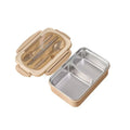 Axyaa 3-Compartment Lunch Box with Utensils, Leak-Proof & Durable Plastic Containers