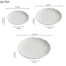 Axyaa Ceramic Cabbage Texture Plate Set - White Specialty Tableware