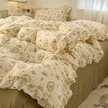 Axyaa Princess Style Ruffle Lace Bow Bedding Set - 4pcs
