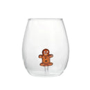 Axyaa 3D Gingerbread Man Glass Cup with Stirring Stick - Christmas Decor Home Tumbler