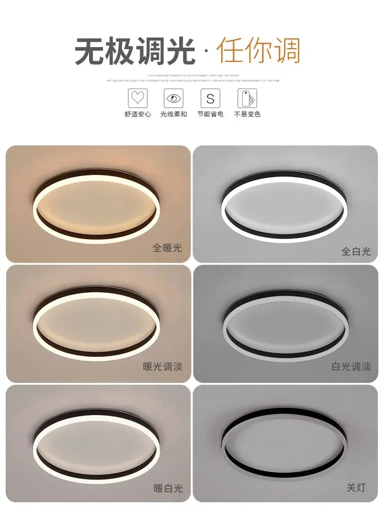 Axyaa Circle LED Ceiling Light - Dimmable Modern Minimalist Nordic Bedroom Chandelier