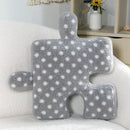 Axyaa Teddy Velvet Jigsaw Seat Cushion - White & Black Soft Back Pillow