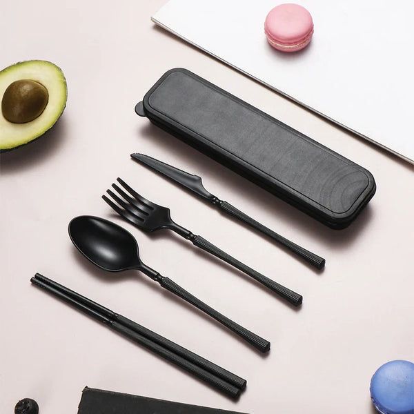 Axyaa PP Tableware Set - Knife, Fork, Spoon, Chopsticks with Portable Box