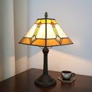 Axyaa Stained Glass Table Lamp 8" Cream Color Desk Light Home Office Bedroom