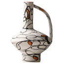 Axyaa Geometric Graffiti Pattern Ceramic Vase with Handle for Home Decor
