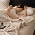 Axyaa Cozy Striped Flannel Throw Blanket - Ultra Soft Milk Velvet Plush Bedspread