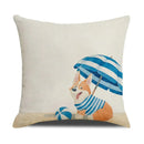 Axyaa Summer Farmhouse Linen Pillow Cover 45x45cm Beach Vacation Home Decor