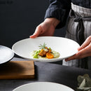 Axyaa Round Ceramic Dinner Plates Set Solid Color Restaurant Tableware