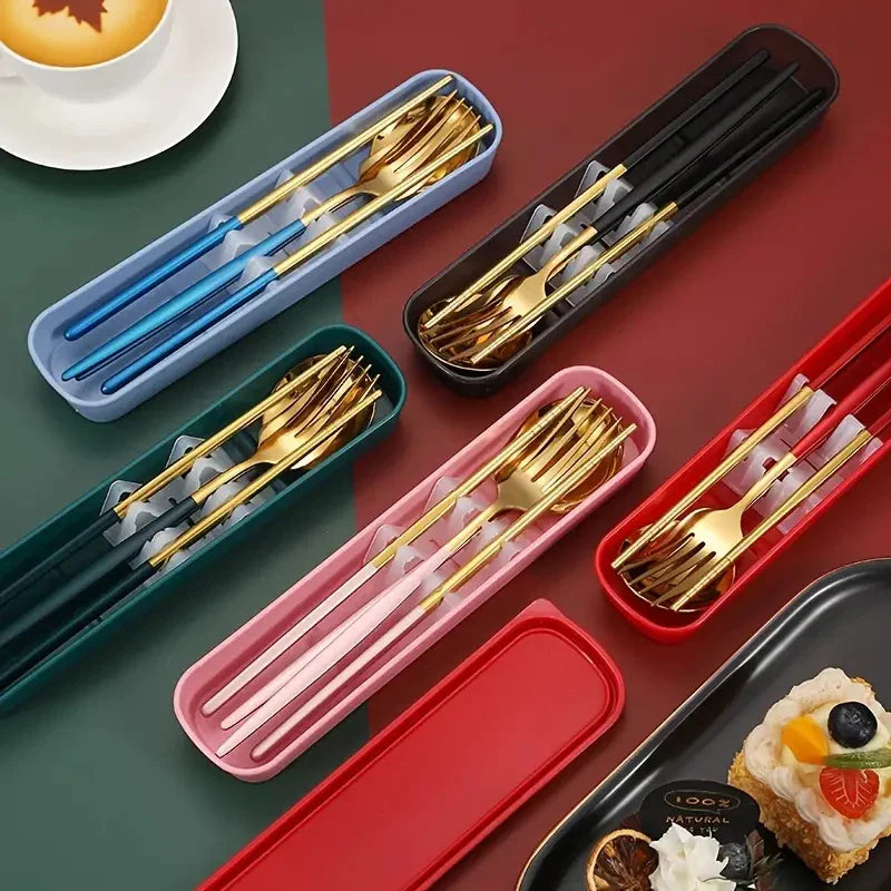 Axyaa Stainless Steel Portable Cutlery Set for Home, Picnics & Students – 3pcs