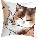 Axyaa Cute Cat Kiss Love Pillowcase 45x45cm - Home Decor Short Plush Pillow Cover
