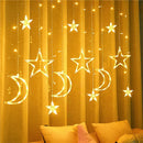 Axyaa LED Star Moon Curtain Lights - Warm White Outdoor Fairy String
