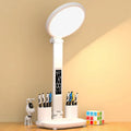 Axyaa LED Desk Lamp with Fan and USB Charge, Dimmable Foldable Table Light