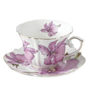 Axyaa Lily Coffee Cup and Saucer Set - Gold-Plated Ceramic Mug for Home or Gift