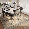 Axyaa Musical Note Drum Set Carpet: Soundproof Black & White Plaid Rug