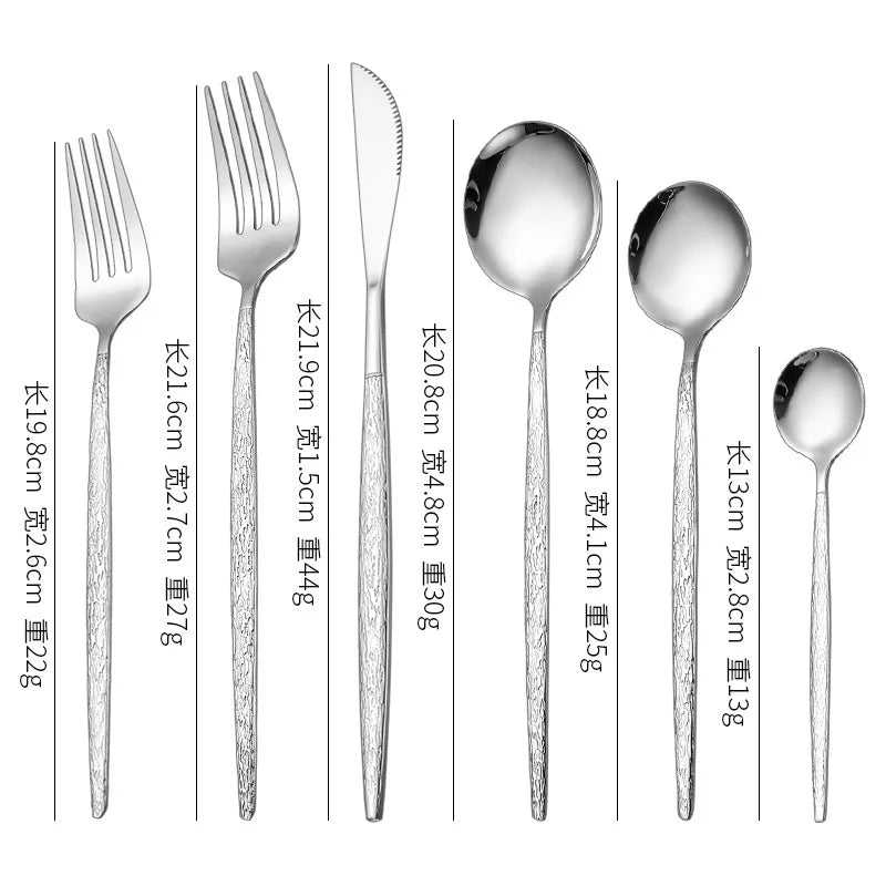Axyaa Stainless Steel Dining Set - 6pcs Western Tableware Kitchen Gadget Gift Set