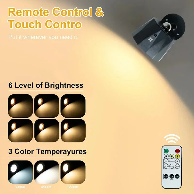 Axyaa Touch Control LED Wall Lamp: 360 Rotatable, USB Rechargeable, Wireless Night Light