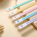Axyaa Love Alloy Chopsticks Set - Non-Slip, Healthy, Korean Style, 5 Pairs