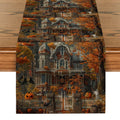 Axyaa Halloween Castle Cat Table Runner Kitchen Dining Decoration