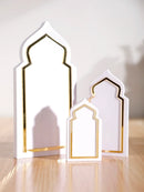 Ramadan Festival White Table Ornaments Set by Axyaa – Muslim Decor & Mubarak Gift