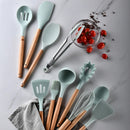 Silicone Kitchenware Utensil Set with Storage Box - Axyaa Branded Cooking Tools