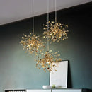 Axyaa Luxury Modern Chandelier with Gold Sequins and Stainless Steel Leaf