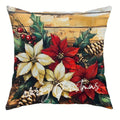 Festive Poinsettias & Bells Pillow Covers by Axyaa - Decorative Cushion Cover for Sofa, Bedroom & Car